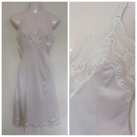 Vintage Other - Vintage Ivory Slip Elegant Lace Trim Slip Dress Small